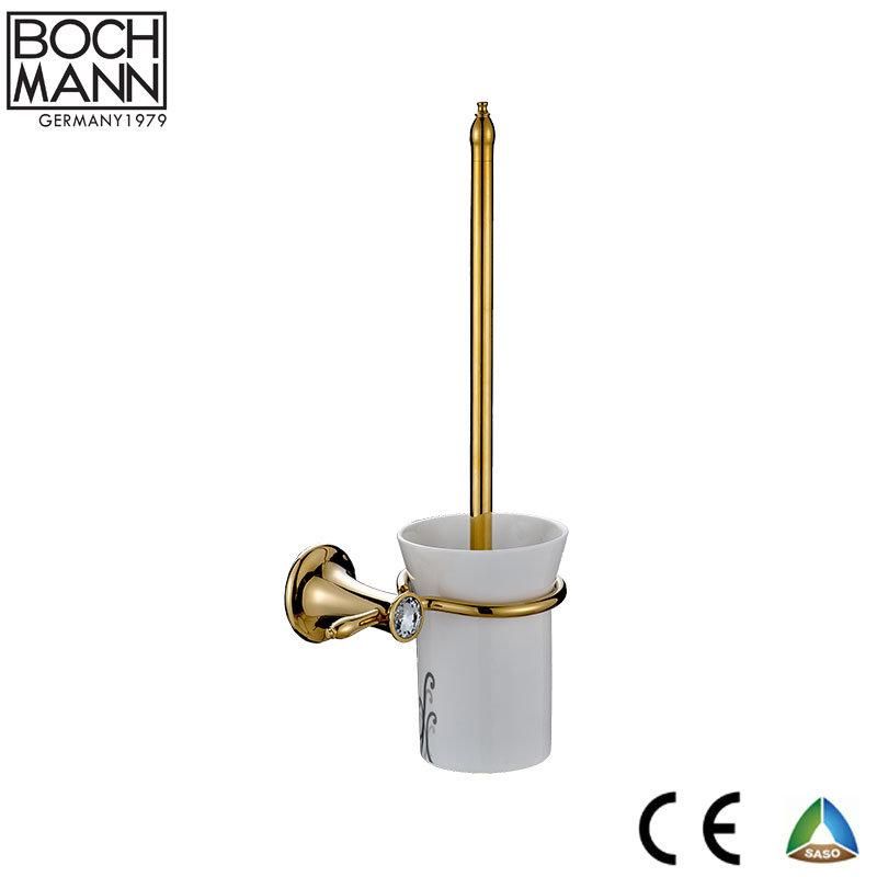 Luxury Bathroom Fittings Golden Color Tumbler Holder with Ceramic Cup