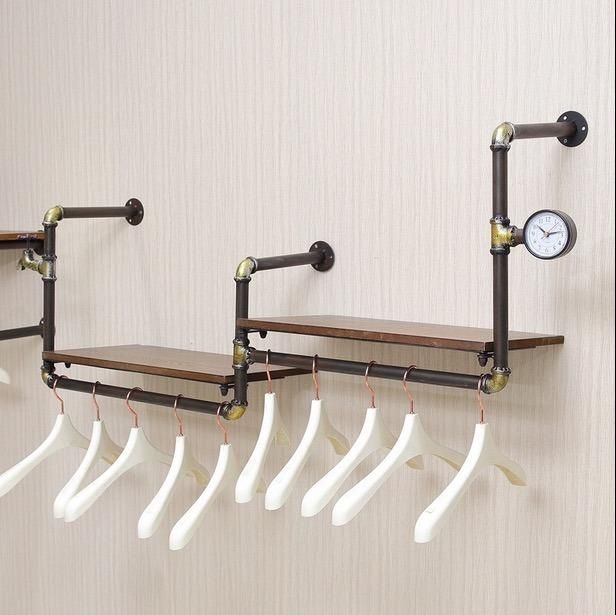 Pipe Coat Rack with Malleable Electroplated Black Finish Pipe Fittings