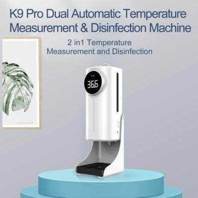 Customized Logo Hand Soap Gel Foam Spray 2 in 1 Dispenser Thermometer Dual Sensor K9 PRO Dual