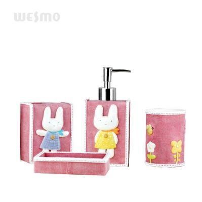 Kid&prime;s Cute Decoration Polyresin 4-PC Bathroom Set