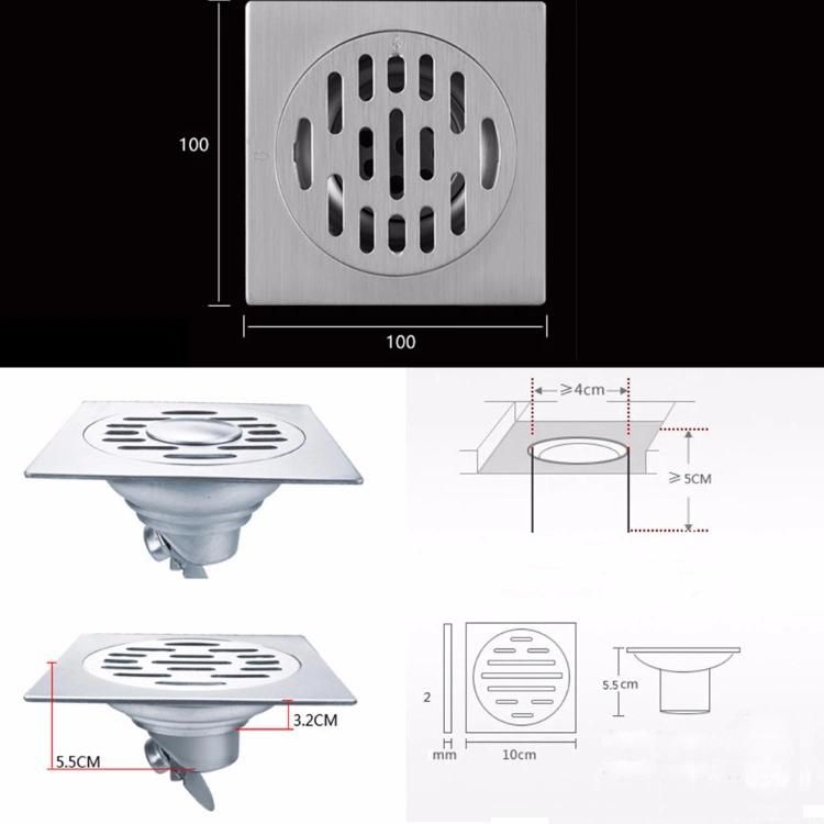 304 Stainless Steel Rectangle Commercial Usage Bathroom Floor Drain