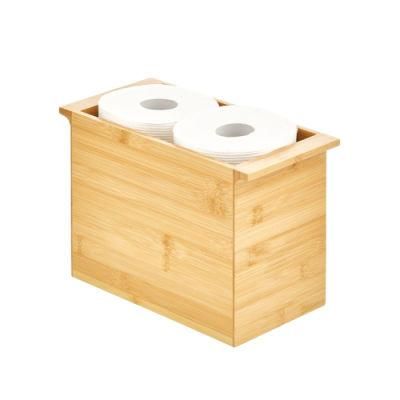 Natural Bamboo Bathroom Toliet Roll Holder Storage Organizer Basket Bin