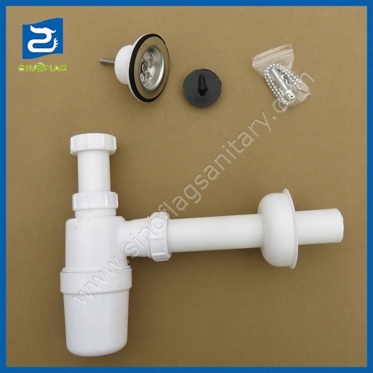 Plastic Kitchen Sink Stopper Drain Pipe Single Basin Launching PP Bottle Trap