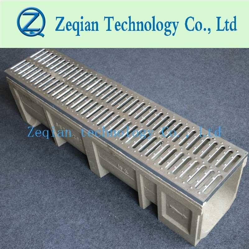 Rain Water U-Shape Stamping Polymer Concrete Trench Drain/ Shower Drain