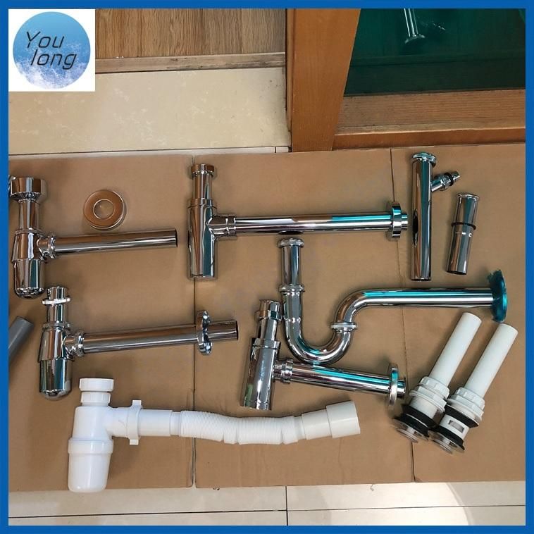 White PP Plastic Water Drain Pipe Sink Drain Hose Waste for Kitchen Lavatory Waste Sink Bottle Trap