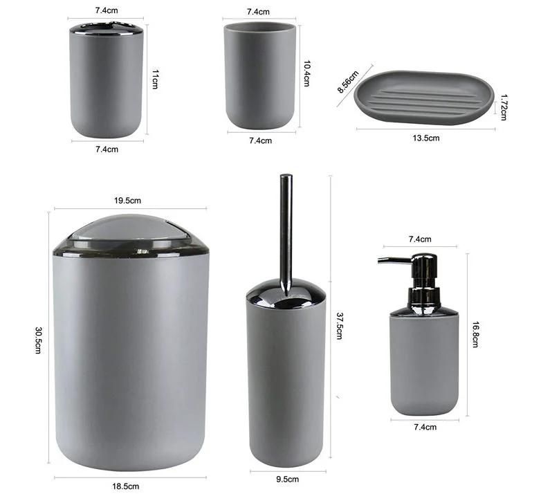 Black White Grey Brown 6-Piece Plastic Bathroom Sets