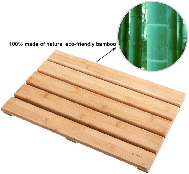 Shower Mat Bath Mat for SPA Relaxation, Bathroom Rugs, Non-Slip for Indoor or Outdoor, Bamboo (19.7 X 13 X 1.3 inches)