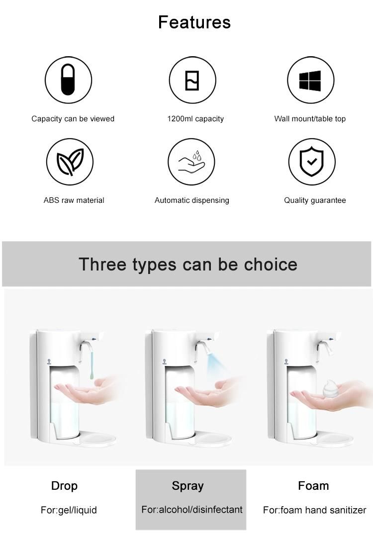 Saige 1200ml High Quality Automatic Dispenser Auto Touch Sensor Hand Sanitizer Dispenser