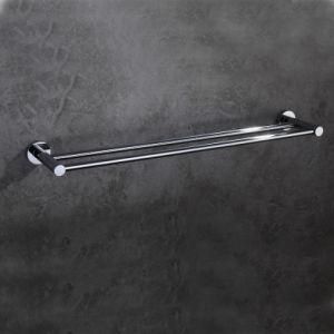 Wall Mounted Round Style Brass Double Towel Bar Chrome Finish 2402