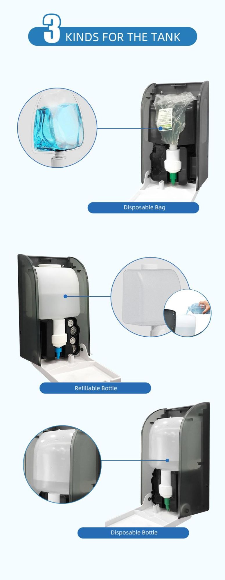 Customized Logo Washroom 1000ml Automatic Gel Foam Soap Dispenser
