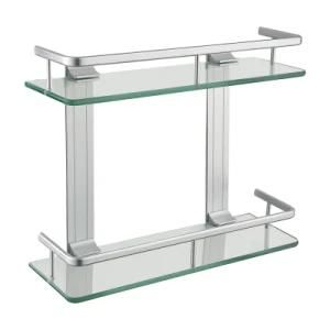 Luolin -Saver in Future- Bathroom Double Glass Shelf Glass Rack, Corner Rack Rectangle Shower Shelf, Shower Caddy Bath Tray Shower, 22240-10