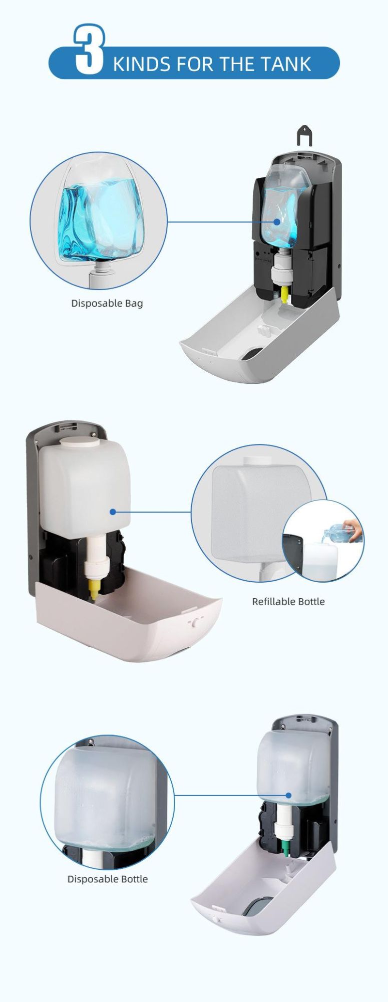 Washroom 1000ml New Arrival Sanitary Ware Soap Dispenser Hand Sanitizer Automatic Liquid Soap Dispenser