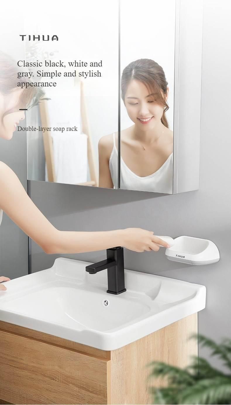 Wall-Mounted Bathroom Double-Layer Light Luxury Soap Drain Rack
