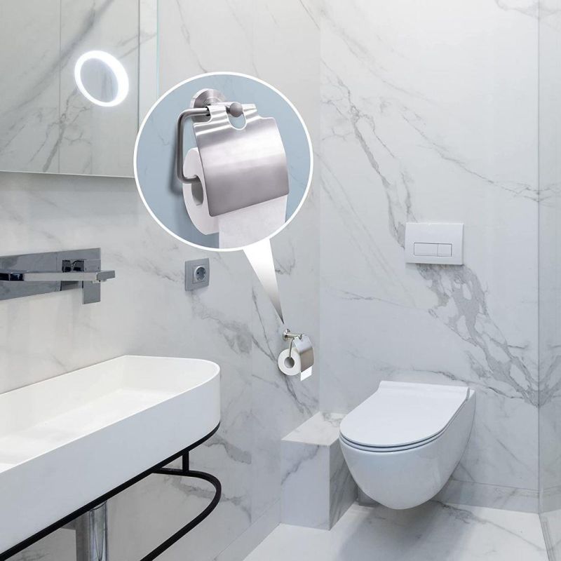 Wall Mount Toilet Paper Holder with Cover Modern Rust Free Tissue Roll