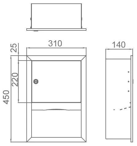 304 Stainless Steel Recessed Anti Fingerprint Coating Paper Towel Dispenser for Public Washroom