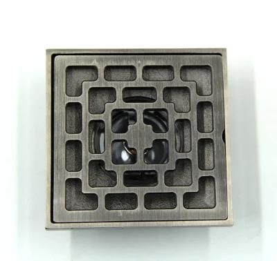6 Inch Square Brass Shower Drain with Removable Strainer Cover