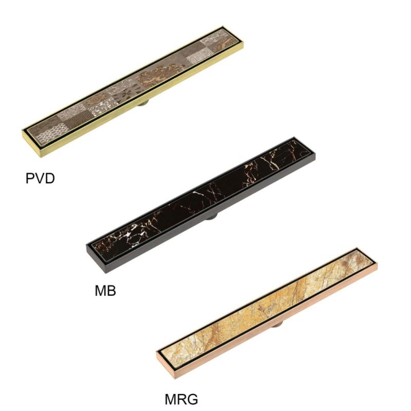Pd-33103 Bathroom Accessories Stainless Steel Long Floor Drain (Satin finished/MRG/MB/PVD)