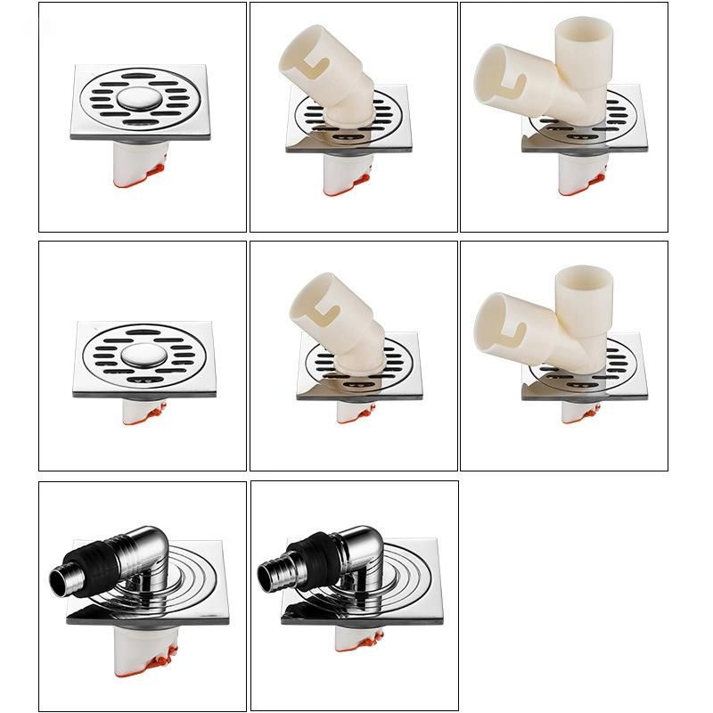 ND40 Drainpipe Floor Drains for Balcony Washbasins and Washing Machines with Thickened Stainless Steel 6cm Large Straight Row Deodorant Core Floor Drains