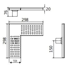 Pd-3355-300X300mm Bathroom Accessories L-Shape Stainless Steel Floor Drain (Satin finished)