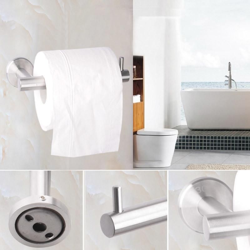 Stainless Steel Self Adhesive Paper Black Standing Toilet Paper Holder