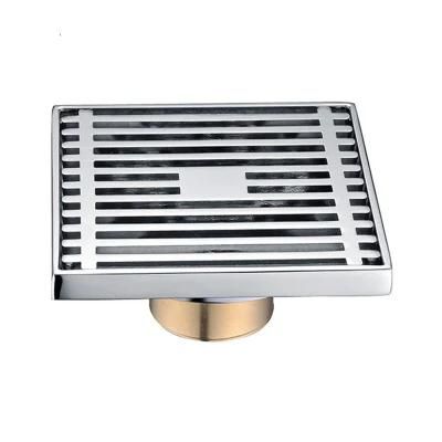 Chrome Plated Floor Drain Solid Brass Bathroom Shower Drainer 10*10cm