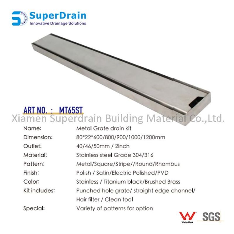 China Stainless Steel Linear Drain Drainage with Flat Metal Cover