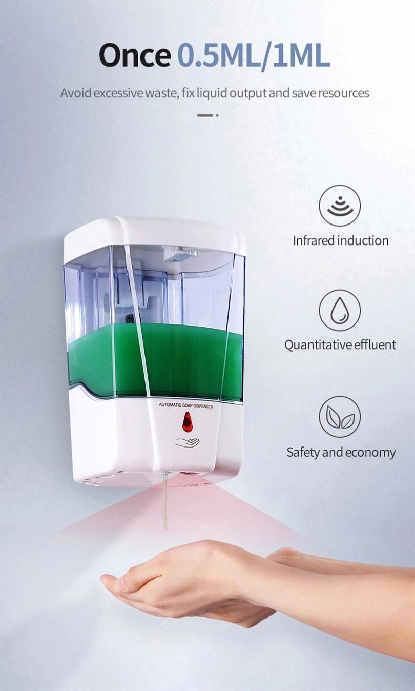 Public Washroom Hand Sanitizer Dispenser Touchless Sensor Wall Mounted Liquid Soap Dispenser Large Capacity 700ml Adapter/ Battery Powered Automatic Liquid Soap