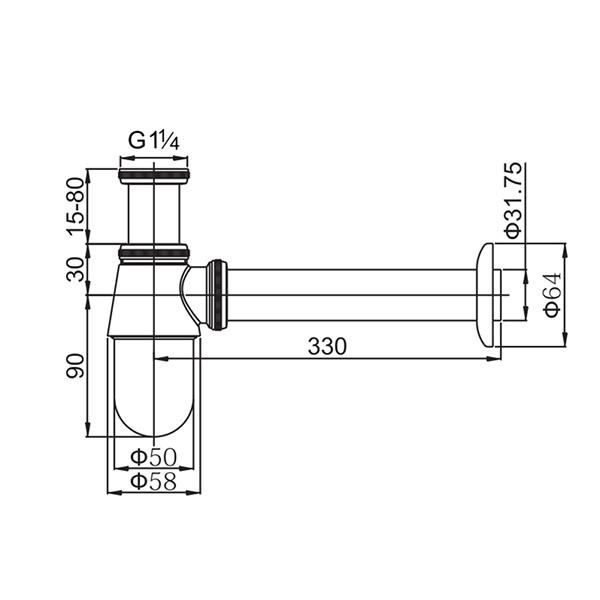 Brass Copper Bathroom Sink Siphon Bottle Trap with Adaptor Stainless Steel Pipe