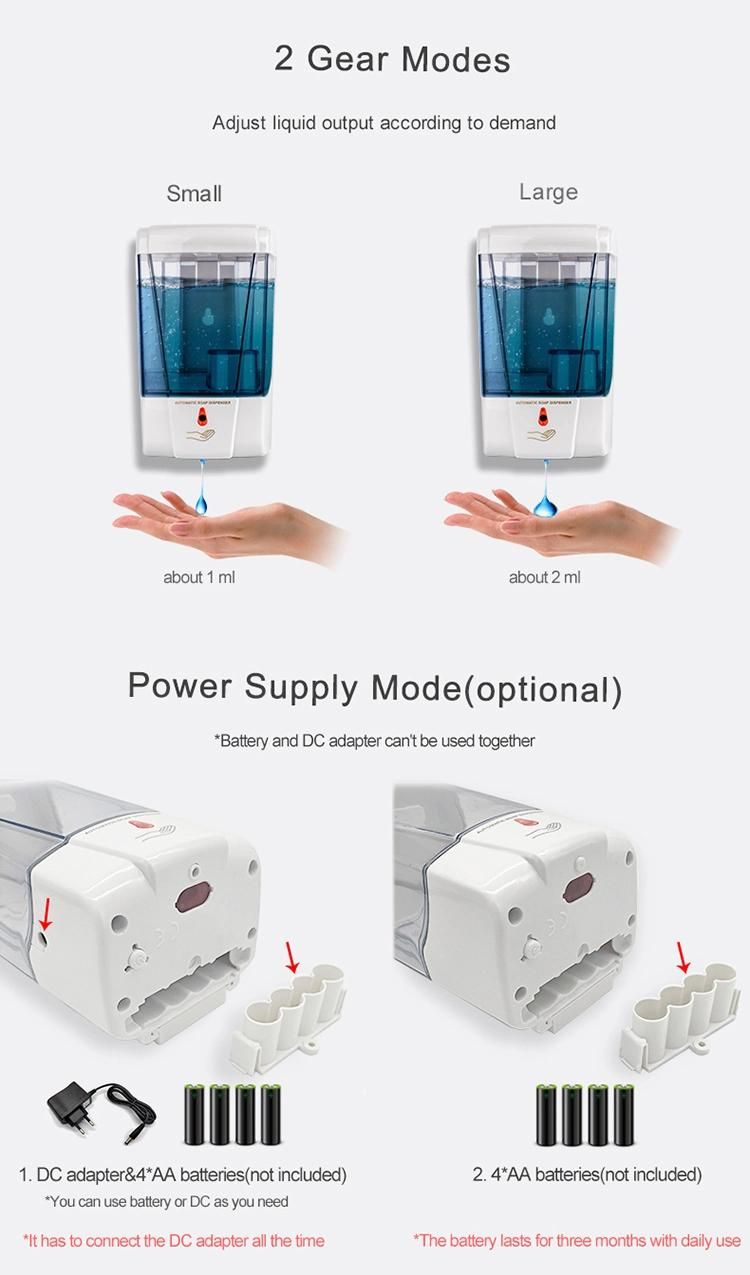 Saige 1000ml Wall Mount Plastic Touch Free Hand Sanitizer Liquid Dispenser
