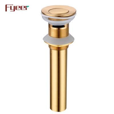 Fyeer Gold Plated Flip Tipping Basin Waste Water Drain with Overflow