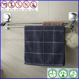 Wall Mounted Bathroom Shelf with Double Stainless Steel Bar for Towel