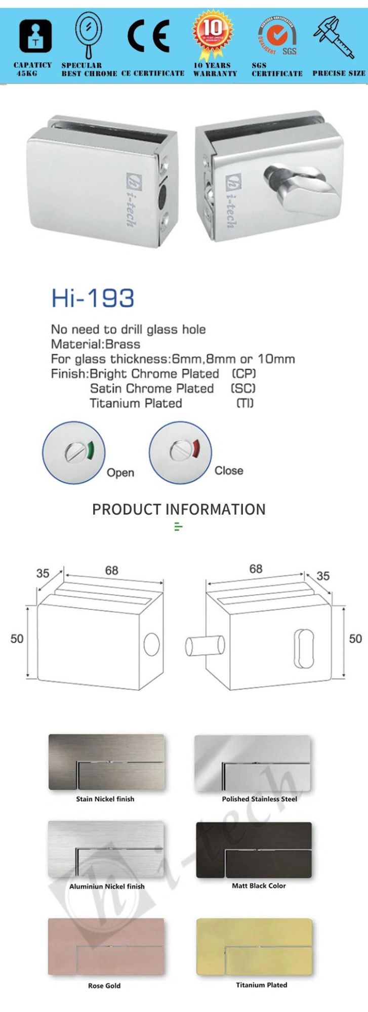 Factory Price Double Side Glass Door Lock for Glass Door