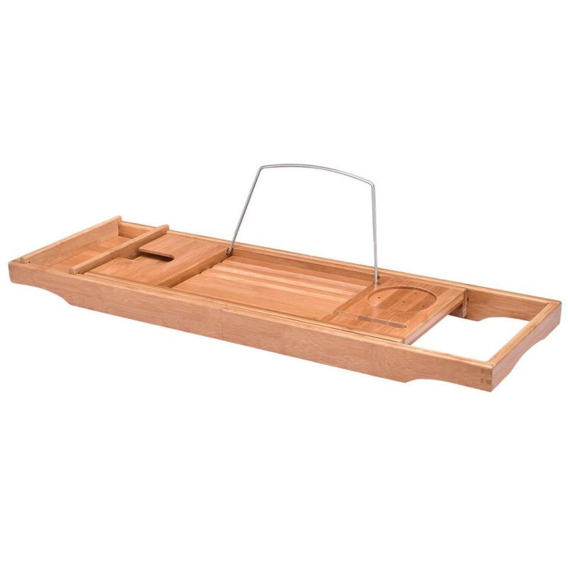 Bamboo Bathtub Caddy Shower Rack Bath Tub Tray Organizer Holder Extending Sides