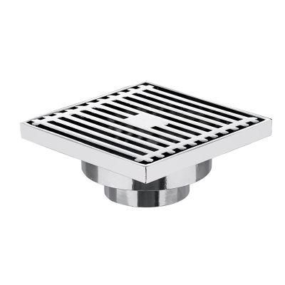 Chrome Plated Bathroom Floor Drain for Shower Vertical Linear Zinc Alloy Strainer