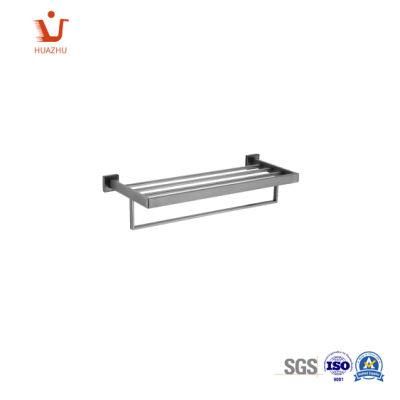 Modern Wall Mounted Towel Shelf Towel Bar for Bathroom Gun Grey Series Chinese OEM Supplier