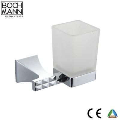 Sanitary Ware Chrome New Design Zinc Wall Tumbler Holder with Frosted Glass Cup