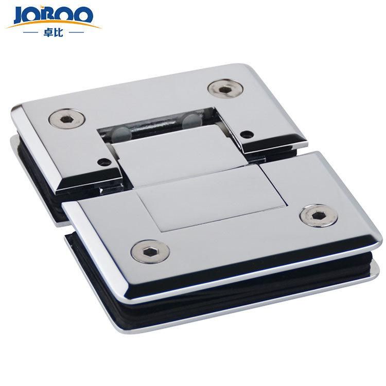 Bathroom Fittings Adjustable Glass to Glass 180 Degree Solid Brass Polish Chrome Phlishing Glass Shower Hinges Connector Joboo Zb551