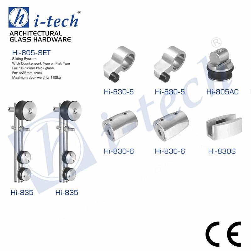 Hi-805set Frameless Enclosure Fitting Accoessories Heavy Duty Sliding Glass Door System