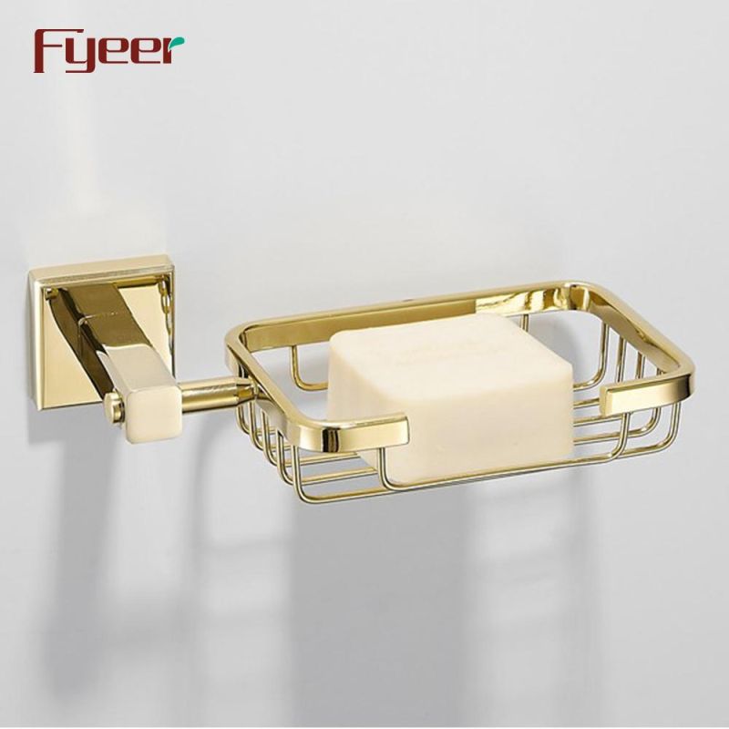 Fyeer Gold Plated Solid Brass Bathroom Accessory Set