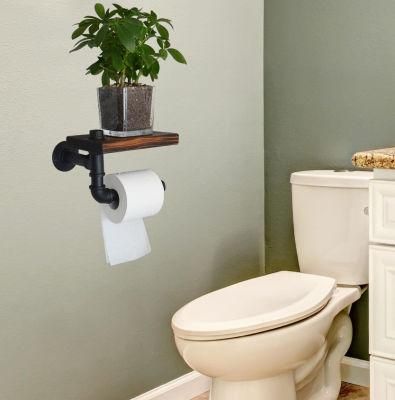 Industrial DIY Black Pipe Wall Mount Toilet Paper Towel Holder by Metal Pipe Fittings Bsp Threaded with Floor Flange