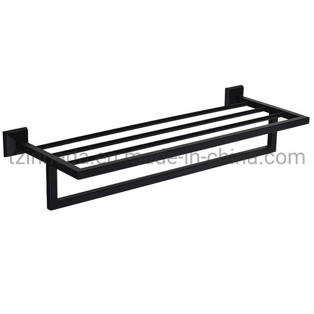 Brass Bathroom Accessories Matt Black 60cm Towel Shelf Towel Rack (NC7040)