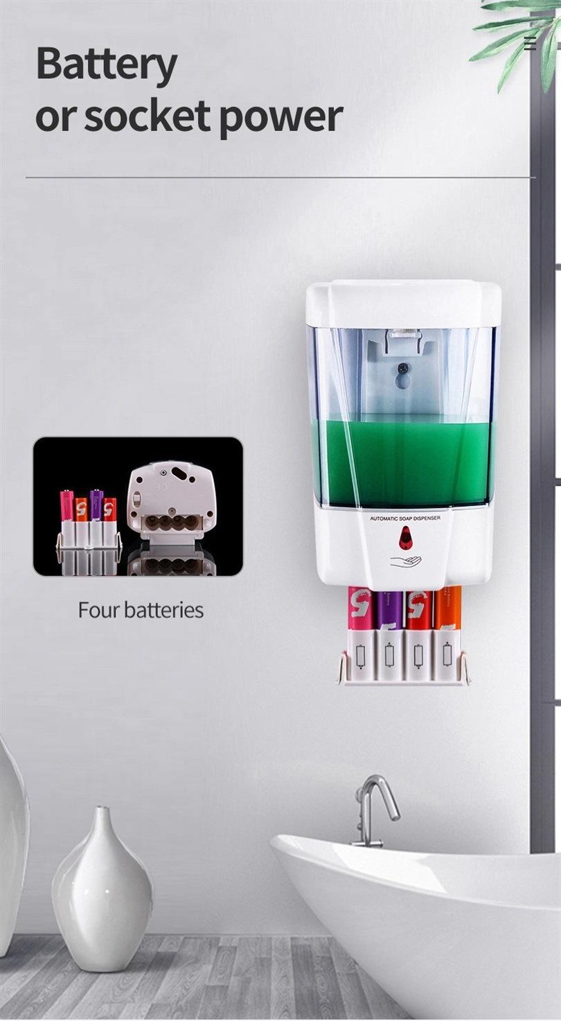 Sensor Public Washroom Hand Sanitizer Dispenser Touch Free Sensor Wall Mounted Liquid Soap Dispenser Large Capacity 700ml Adapter/ Battery Powered
