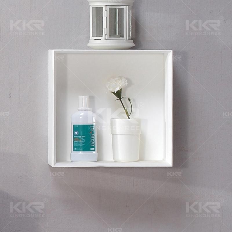 White Solid Surface Stone Bathroom Wall Storage Rack Display Shelf