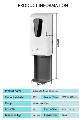 Portable High Strength 1000ml Touchless Automatic Hand Sanitizer Dispenser