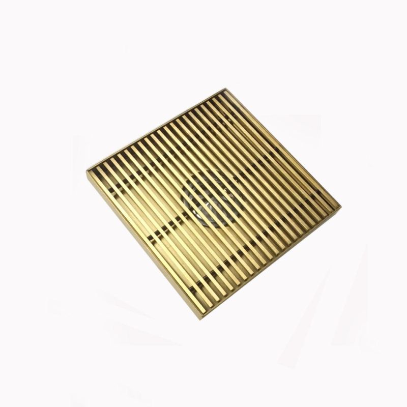Square Shower Drain SS304 Floor Drain for Brushed Gold/Titanium Black/Brass