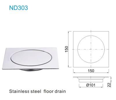ND303 Stainless Steel Floor Drainer, Bathroom Outdoor Floor Drain Floor Waste