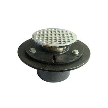 4 1/4 Inch Round Shower Floor Drain Grate with 2 Inch Threaded Adaptor and Drain Base Flange