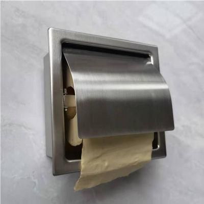 Recessed Toilet Paper Holder with Cover 304 Stainless Steel Material for Hotel and Home Use