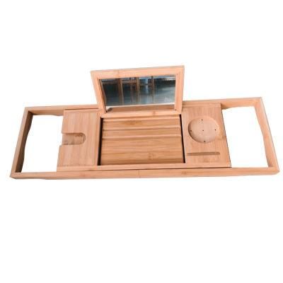 Bamboo Bathtub Tray with Mirror Bathroom Bamboo Bathcaddy