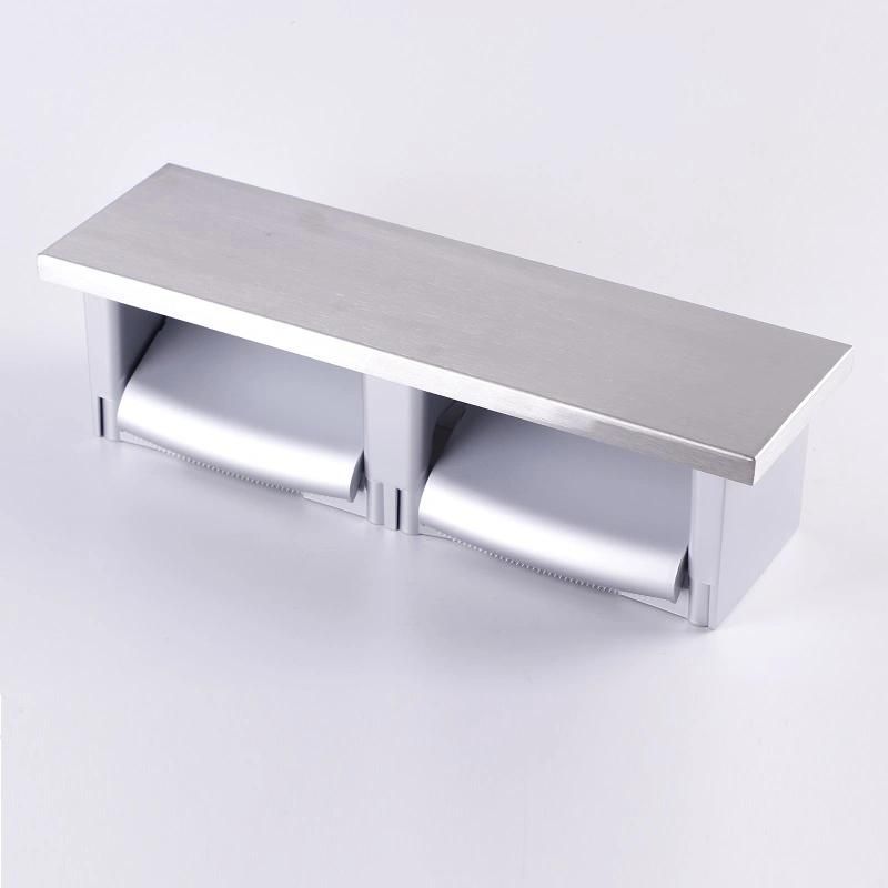 Silver Hanging Toilet Paper Holder with Shelf Roll Paper Holder